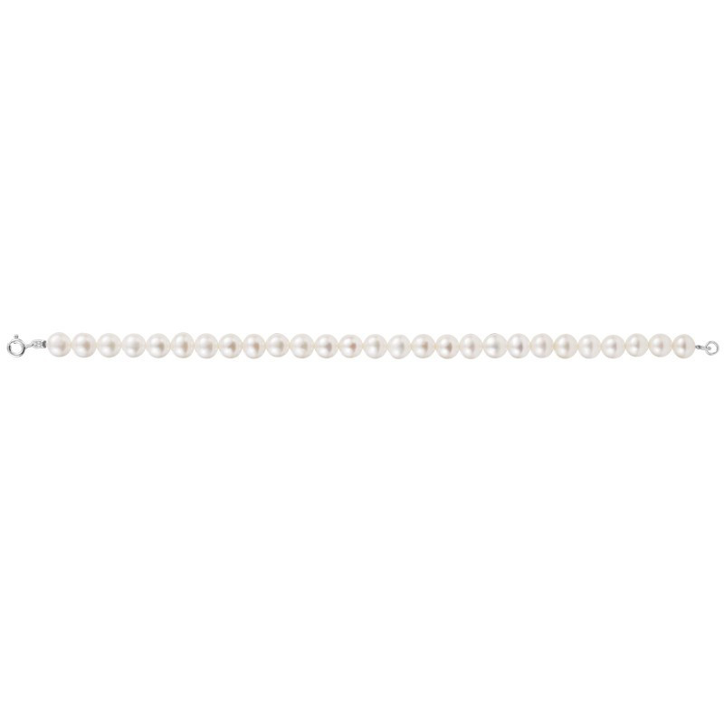 Bracelet  Rang 19 Cm Perles Eau Douce Blanches 6/7 Mm Argent Rhodié 925