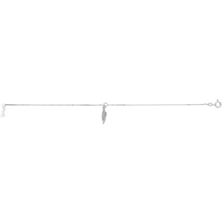 Collier Chaîne De Cheville Plume 22,5 + 2 Cm, Argent Rhodié 925 1009535 - Marque Collection Julien D'Orcel   - Couleur Blanc