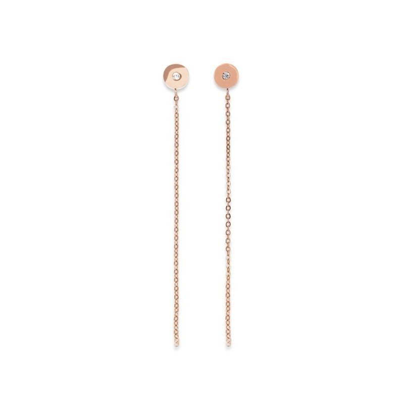 Coeur de Lion - Boucles d'oreilles pendantes acier doré rose avec oxyde - Réf 5000/21-1620