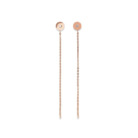 Coeur de Lion - Boucles d'oreilles pendantes acier doré rose avec oxyde - Réf 5000/21-1620