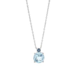Collier Topaze Carre Serti Griffes, Saphir, Or Gris 375 millième, 45Cm