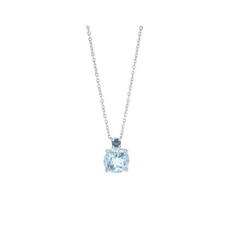 Collier Topaze Carre Serti Griffes, Saphir, Or Gris 375 millième, 45Cm