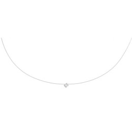 Collier Nylon Avec Pendentif Cz 4 Griffes 3,5 Mm En Argent Rhodié