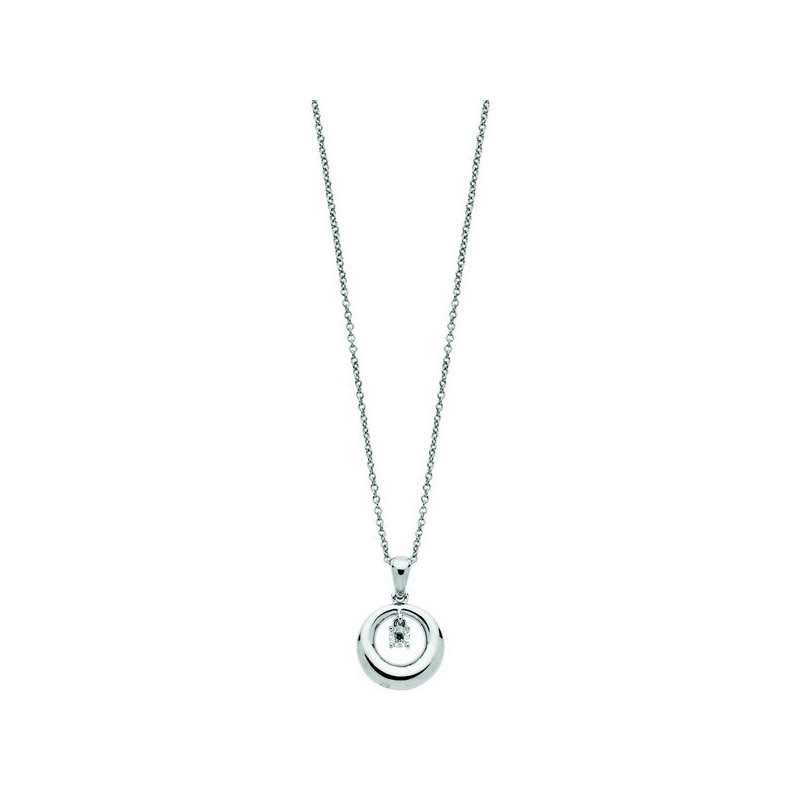Collier Solitaire Fantaisie Diamant 0,01 Ct Argent 925