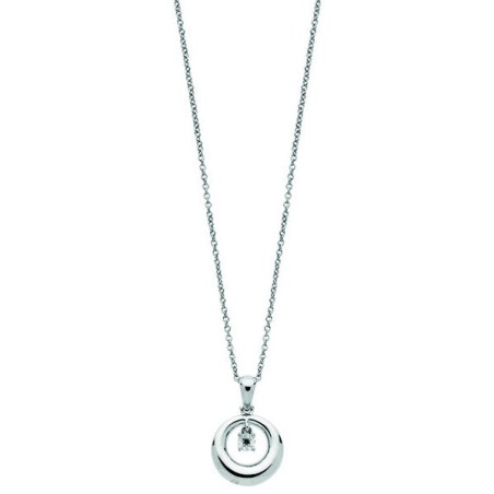 Collier Solitaire Fantaisie Diamant 0,01 Ct Argent 925