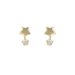 Boucles D'Oreilles  Etoiles, Oxydeyde , Or Jaune 9K