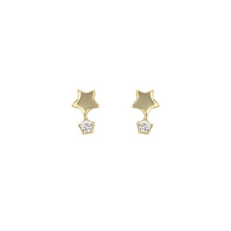 Boucles D'Oreilles  Etoiles, Oxydeyde , Or Jaune 9K