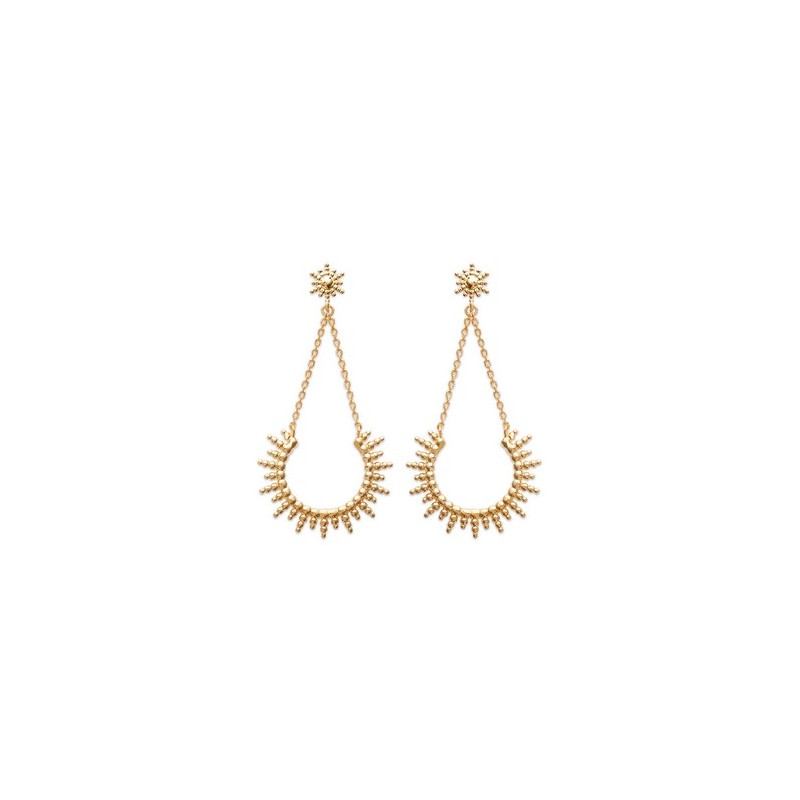 Anamila - Boucles d'oreilles pendantes Soleil plaqué or Ref 1018116