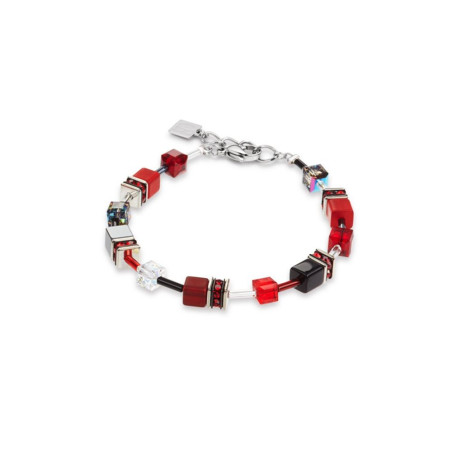 Coeur de Lion - Bracelet GéoCube acier et cristaux rouges - Réf 4014/30-0312