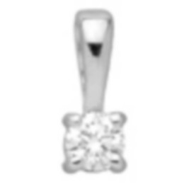 Pendentif Solitaire Diamant 0,03 Ct 4 Griffes Or Blanc 9K