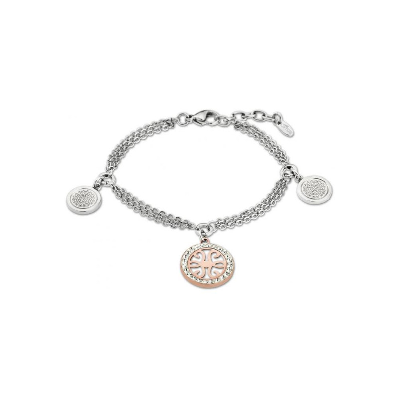 Lotus Style - Bracelet acier, motifs cercles bicolores - Réf LS1780-2/2