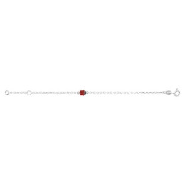 Bracelet  Maille Jaseron Avec Motif Coccinelle Argent Rhodié