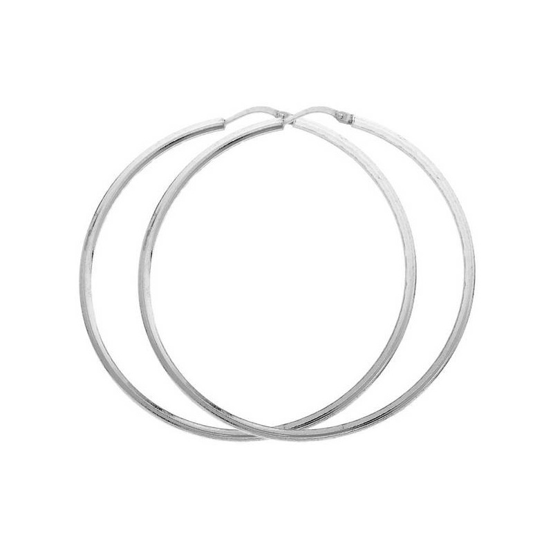 Paires Creoles Argent Fil Carre  4 Mm D.45 Mm