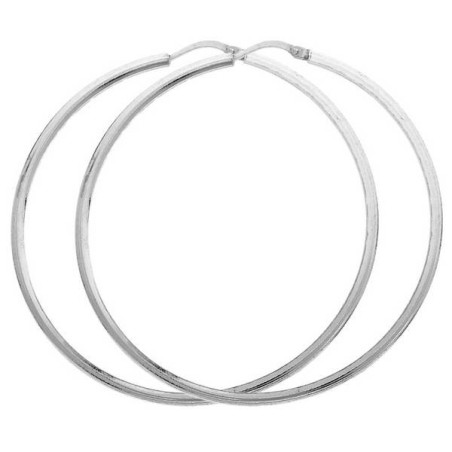 Paires Creoles Argent Fil Carre  4 Mm D.45 Mm