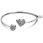 Lotus Style - Bracelet jonc ouvert coeur, acier et oxyde de zirconium - Réf LS1850-2/1