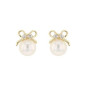 BIJOU COLLECTION - Boucles doreilles nuds avec oxydes et perles de culture deau douce blanches or jaune 9 carats Ref 1010577