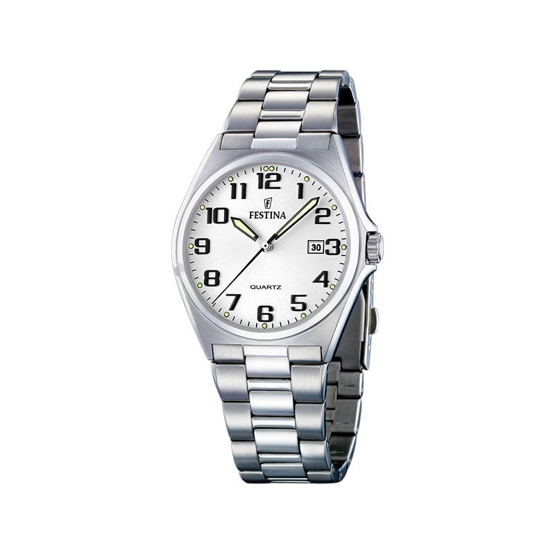 Montre Homme Festina Classics blanche bracelet acier gris - F16374/9