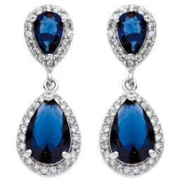 Boucles D'Oreilles  En Argent Et Oxydeydes Bleus