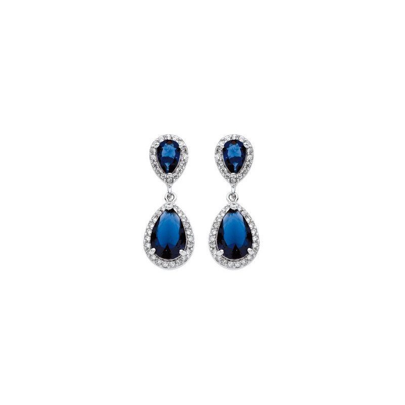 Boucles D'Oreilles  En Argent Et Oxydeydes Bleus
