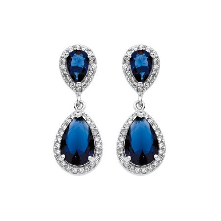 Boucles D'Oreilles  En Argent Et Oxydeydes Bleus