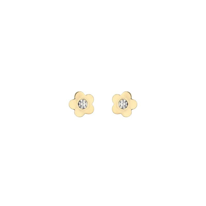 Boucles D'Oreilles  Fleurs Oxydeyde Or Jaune 9K 1011008 - Marque Collection Julien D'Orcel    Oxydeyde De Zirconium