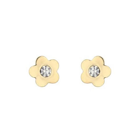 Boucles D'Oreilles  Fleurs Oxydeyde Or Jaune 9K 1011008 - Marque Collection Julien D'Orcel    Oxydeyde De Zirconium