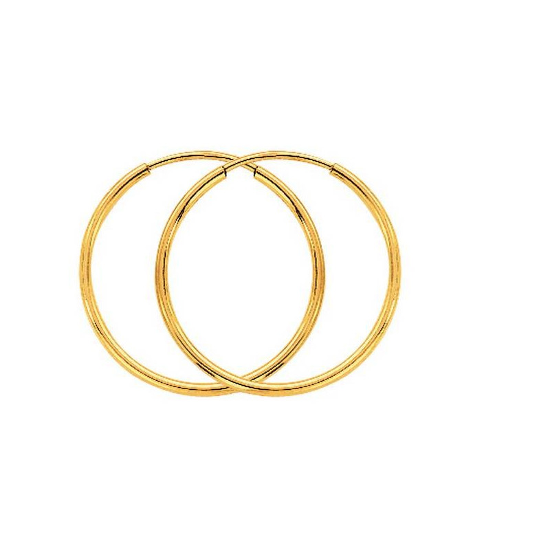 Boucles D'Oreilles  Creoles Fil Rond 1,2 20 Mm  Or J 1005171 - Marque Collection Julien D'Orcel  Or 375/1000 - Couleur Jaune -