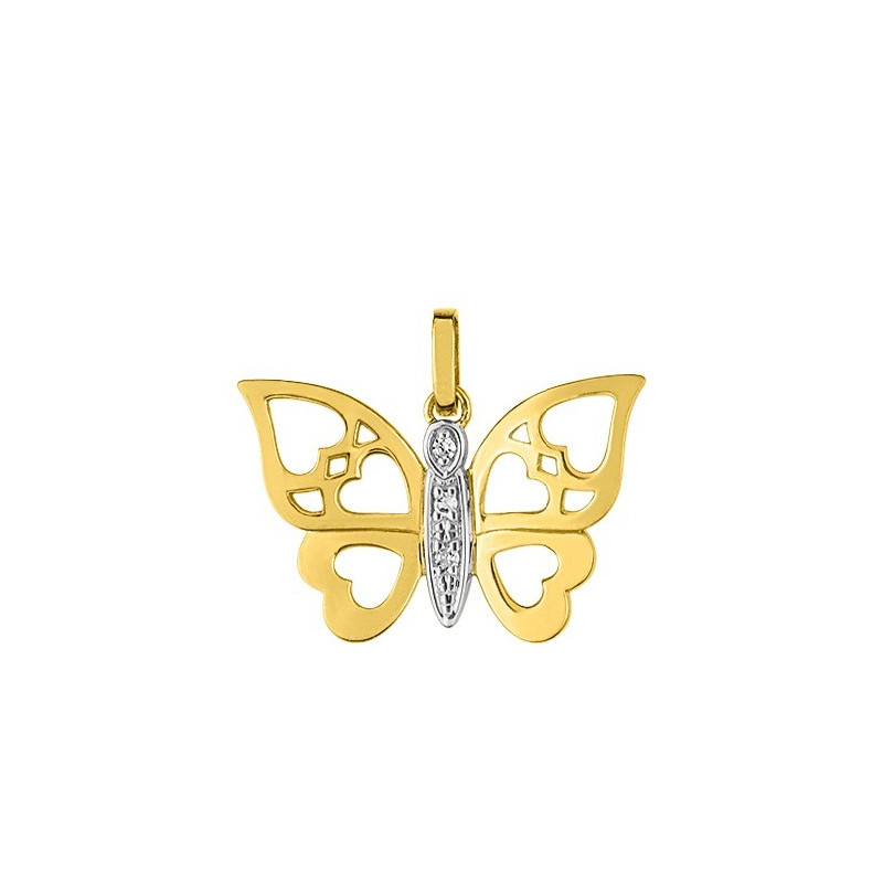 Pendentif 3 Diamants 0,015 Bicolor Or750