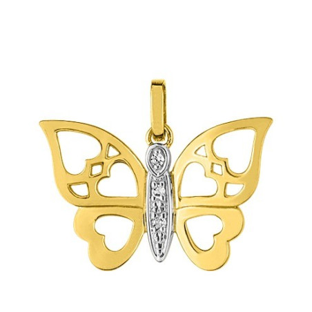 Pendentif 3 Diamants 0,015 Bicolor Or750
