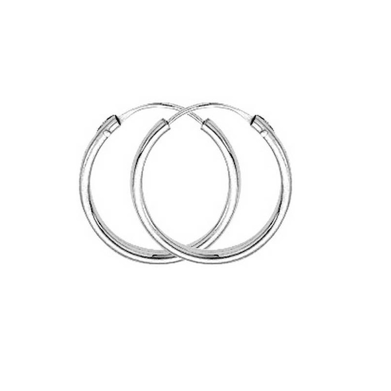 Boucles D'Oreilles  Créoles Fil 1,2 Ø14 Mm 1005287 - Marque Collection Julien D'Orcel  Or 375/1000 - Couleur Blanc