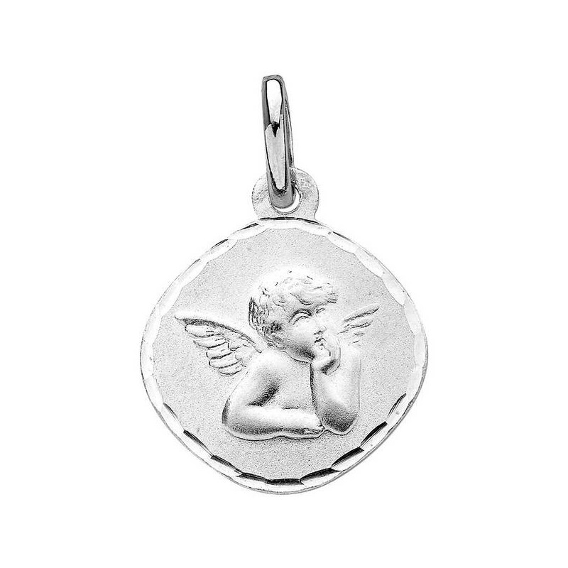 Pendentif Médaille Ange Losange Or Blanc 1000768 - Marque Collection Julien D'Orcel  Or 750/1000 - Couleur Blanc