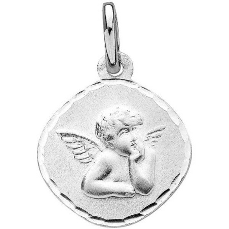 Pendentif Médaille Ange Losange Or Blanc 1000768 - Marque Collection Julien D'Orcel  Or 750/1000 - Couleur Blanc