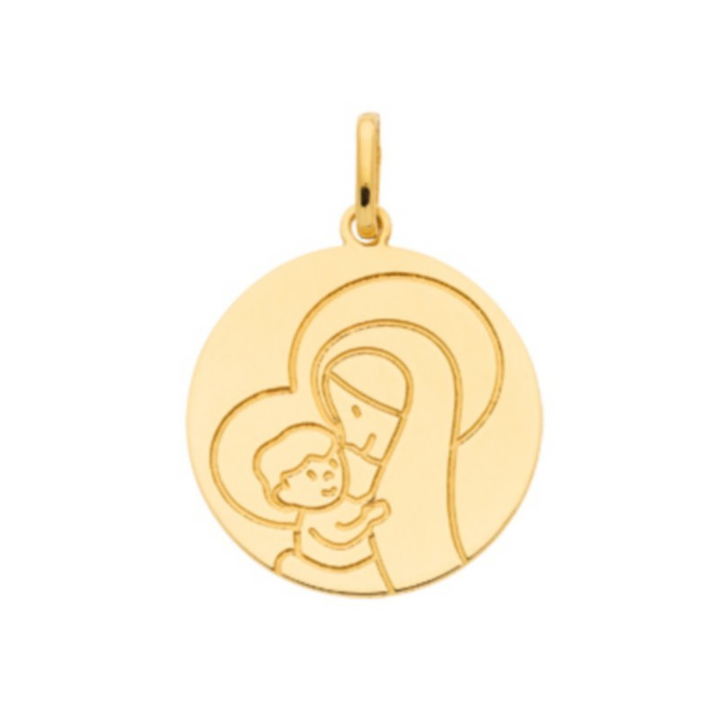 Pendentif Médaille Vierge A L'Enfant Ronde Or Jaune 1000795 - Marque Collection Julien D'Orcel  Or 750/1000