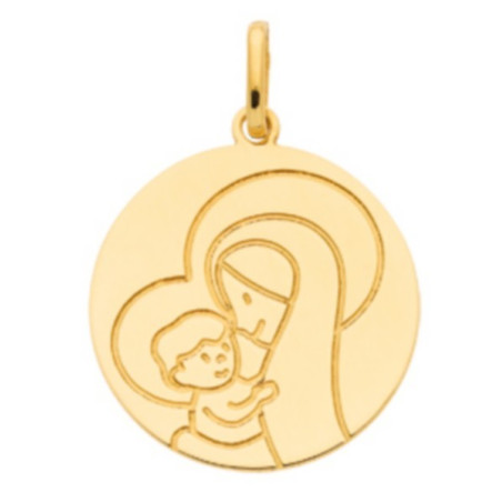 Pendentif Médaille Vierge A L'Enfant Ronde Or Jaune 1000795 - Marque Collection Julien D'Orcel  Or 750/1000