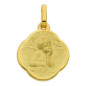 Médaille Or Jaune Motif Angelot Cachet Fleur
