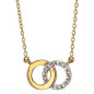 Collier Multi Diamants 0,04 Ct   Cercles Entrelacés   Or Bicolore 9K