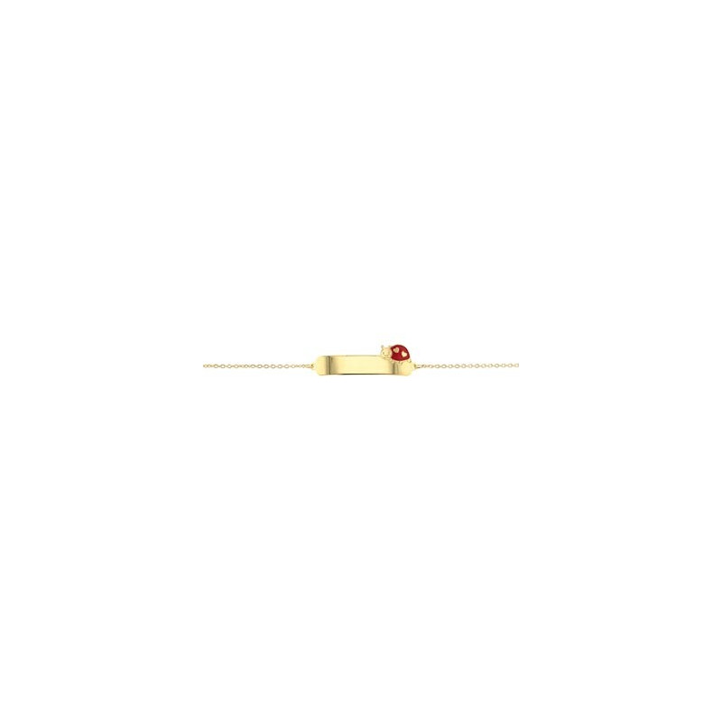 Bracelet  Identite Coccinelle 14 Cm , Email , Or Jaune 9K 1010488 - Marque Collection Julien D'Orcel