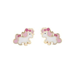 Boucles D'Oreilles  Licorne, Email , Or Jaune 9K 1010502 - Marque Collection Julien D'Orcel