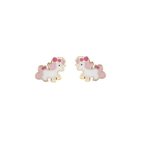 Boucles D'Oreilles  Licorne, Email , Or Jaune 9K 1010502 - Marque Collection Julien D'Orcel