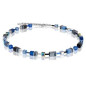 Coeur de Lion - Collier GéoCube acier et cristaux bleus - Réf 4014/10-0712