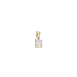 Pendentif Solitaire Diamant 0,03 Ct 4 Griffes Or Jaune 9K
