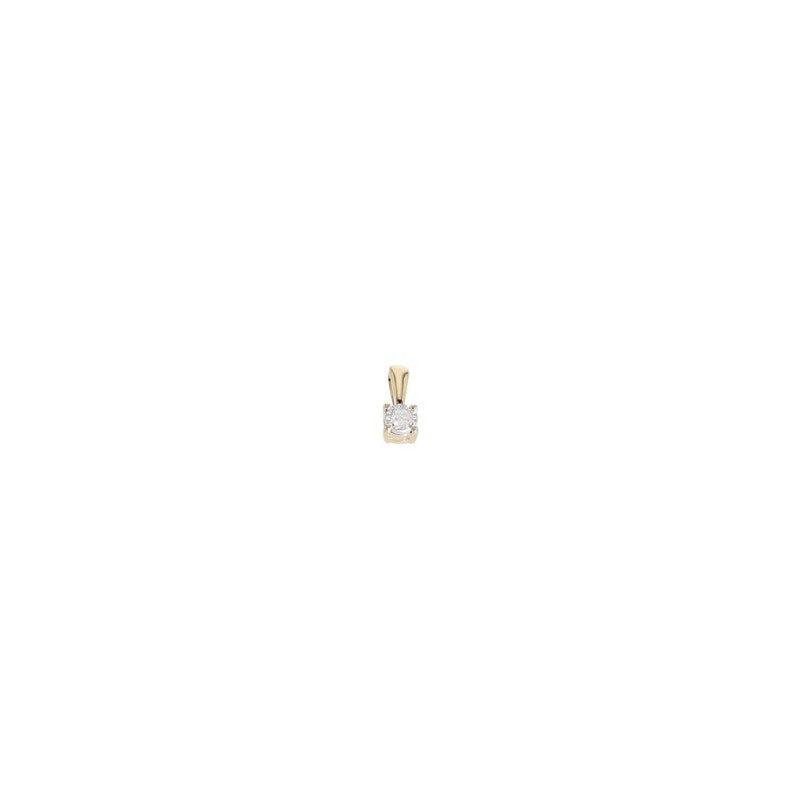 Pendentif Solitaire Diamant 0,03 Ct 4 Griffes Or Jaune 9K