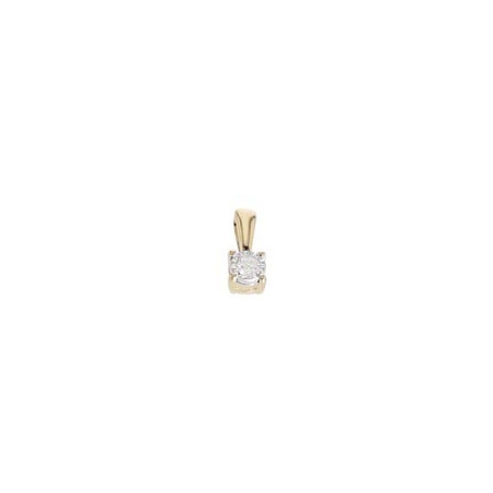 Pendentif Solitaire Diamant 0,03 Ct 4 Griffes Or Jaune 9K