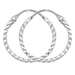 Boucles D'Oreilles  Créoles Fil Carré 1,2 Diamanté Ø14Mm 1005293 - Marque Collection Julien D'Orcel  Or 375/1000 - Couleur Blanc