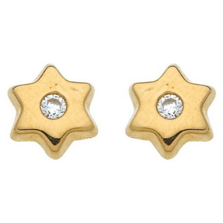 Boucles D'Oreilles etoile Or Jaune Avec Oxydeyde Avec Vis