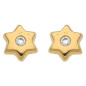 Boucles D'Oreilles etoile Or Jaune Avec Oxydeyde Avec Vis