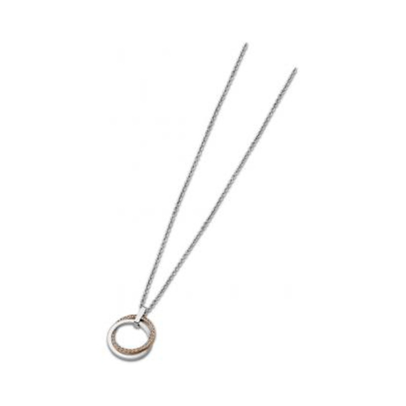 Lotus Style - Collier acier, motifs cercles bicolores - Réf LS1780-1/2