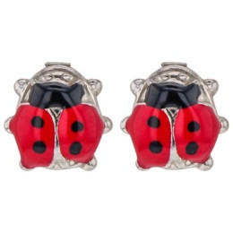 Boucles D'Oreilles enfant Coccinelle Argent Et Email Argent Rhodié