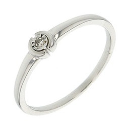 Solitaire Diamant 0,02 Ct Clos Or Blanc 9K