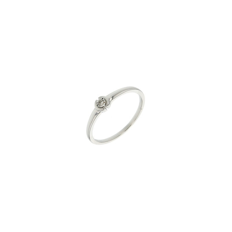 Solitaire Diamant 0,02 Ct Clos Or Blanc 9K